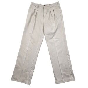 Orvis Ultimate Khakis Chino Pants Mens 34x32 Tan Double Pleated Cuffed Cotton